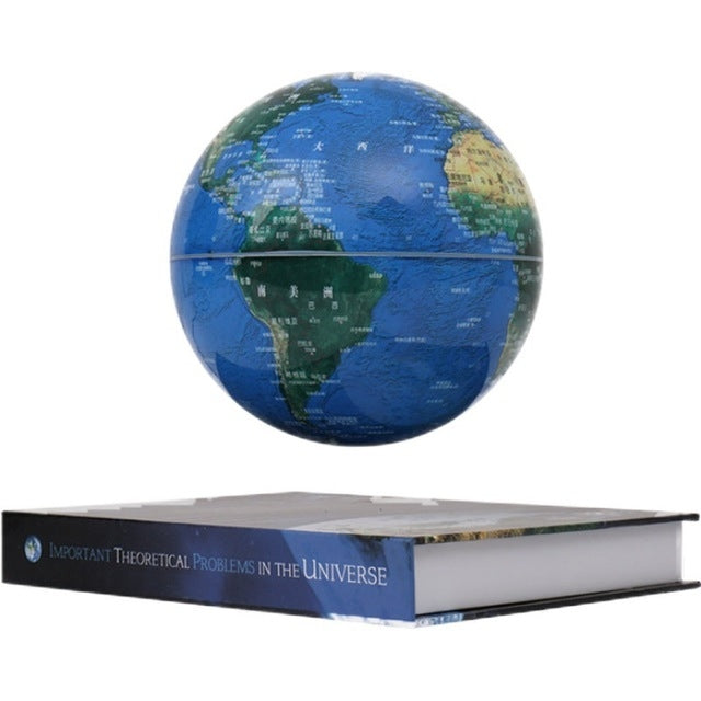 6 inch Bilingual Dark Blue Colored Light Magnetic Levitation Globe + Book Shape Base Office Crafts Ornaments, EU Plug Eurekaonline