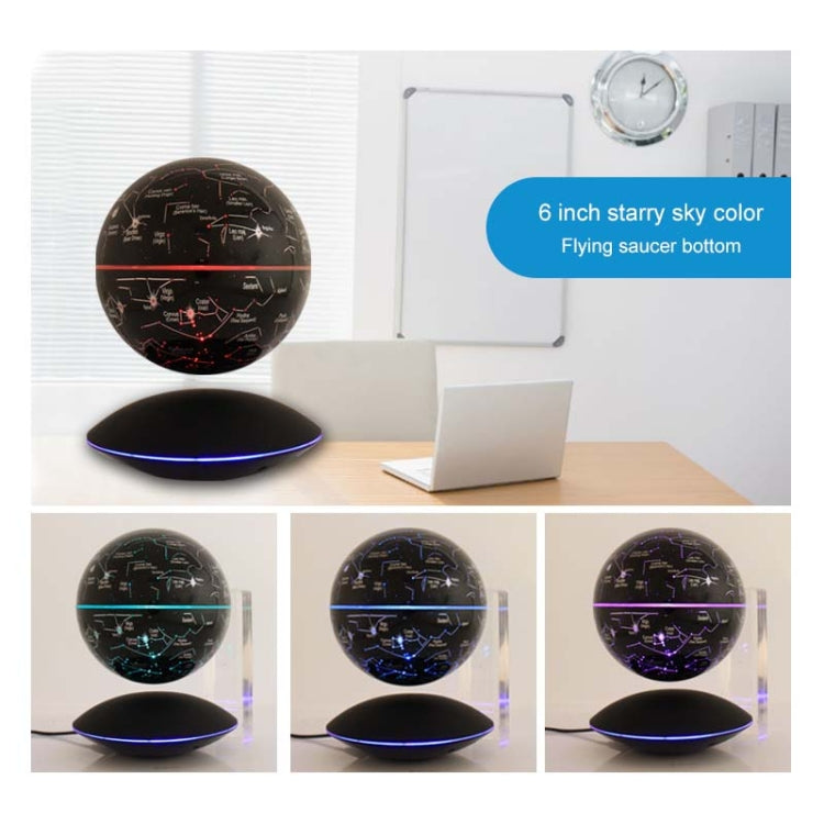 6 inch Rotation Illuminating English Magnetic Levitation Globe Office Crafts Ornaments, US Plug(Black) Eurekaonline