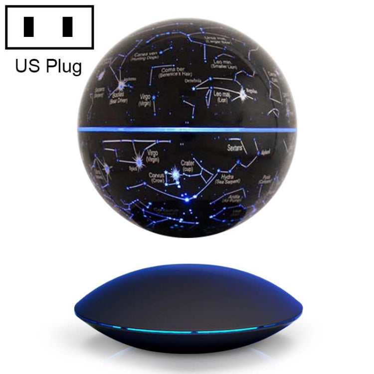 6 inch Rotation Illuminating English Magnetic Levitation Globe Office Crafts Ornaments, US Plug(Black) Eurekaonline