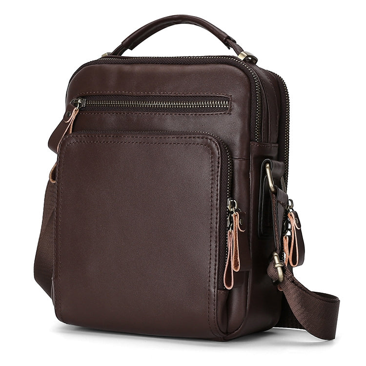 6028 Multifunctional Fashion Top-grain Leather Messenger Bag Casual Men Shoulder Bag (Coffee) Eurekaonline