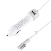 60W 5.1V 2.1A USB Interface Car Charger with 16.5V 3.65A L MagSafe Interface Data Cable(White) Eurekaonline