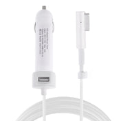 60W 5.1V 2.1A USB Interface Car Charger with 16.5V 3.65A L MagSafe Interface Data Cable(White) Eurekaonline