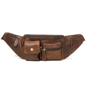 6375 Men Casual Chest Bag Leather Crossbody Mobile Phone Waist Bag(Chocolate Color) Eurekaonline