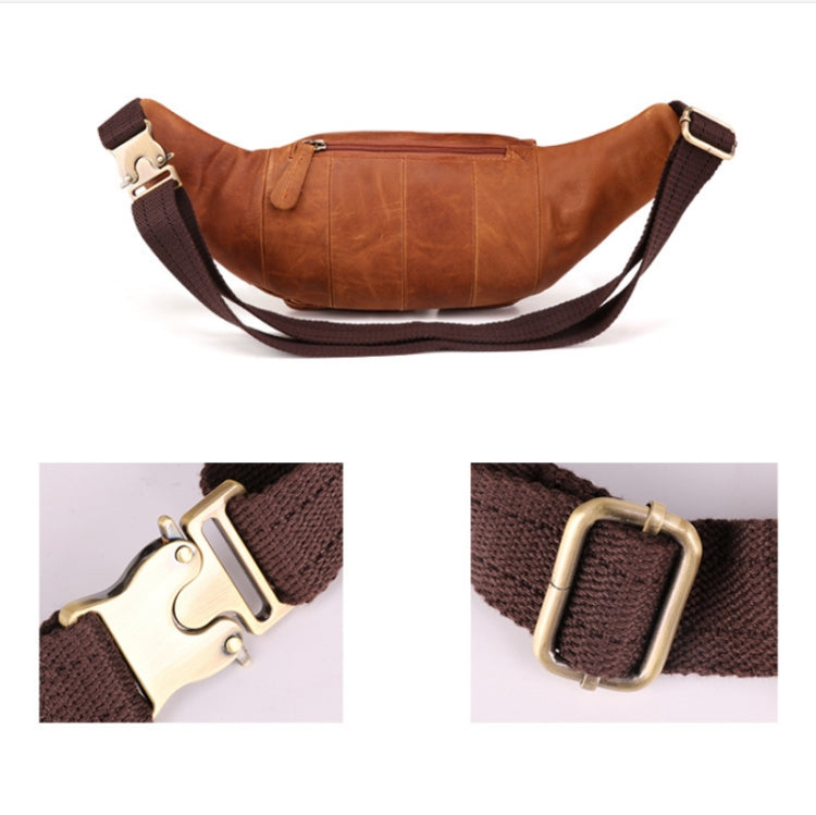 6375 Men Casual Chest Bag Leather Crossbody Mobile Phone Waist Bag(Chocolate Color) Eurekaonline