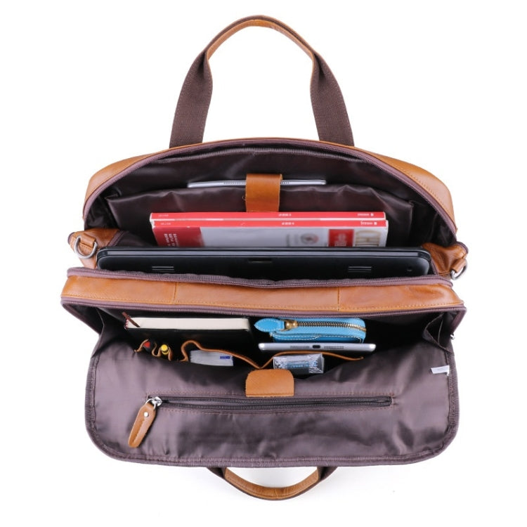 6477 17 Inch Men Laptop Bag Multi-Function Business Briefcase Messenger Bag(Brown) Eurekaonline