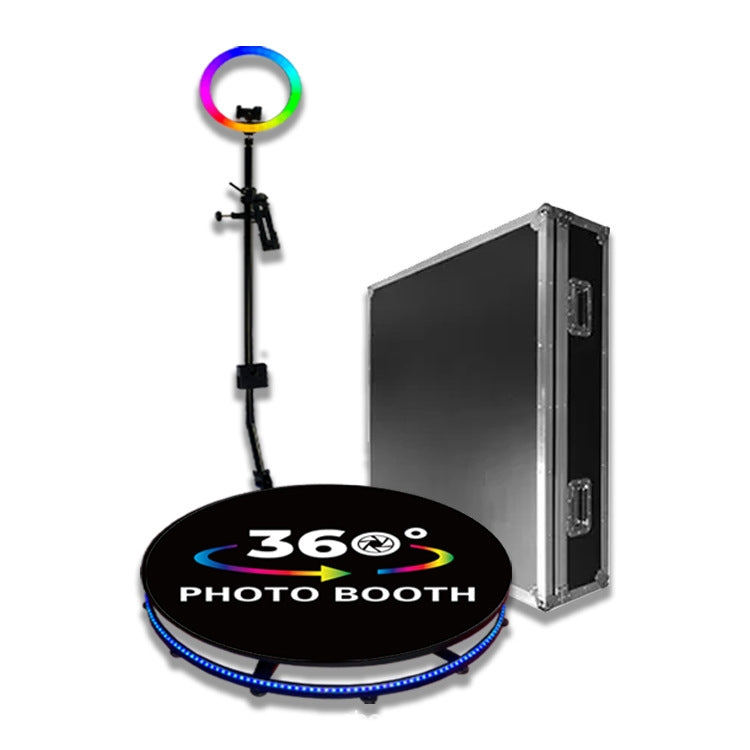 68cm RGB Fill Light Photo Booth Turning Led Camera Photo Spin Stand With Flight Case Eurekaonline
