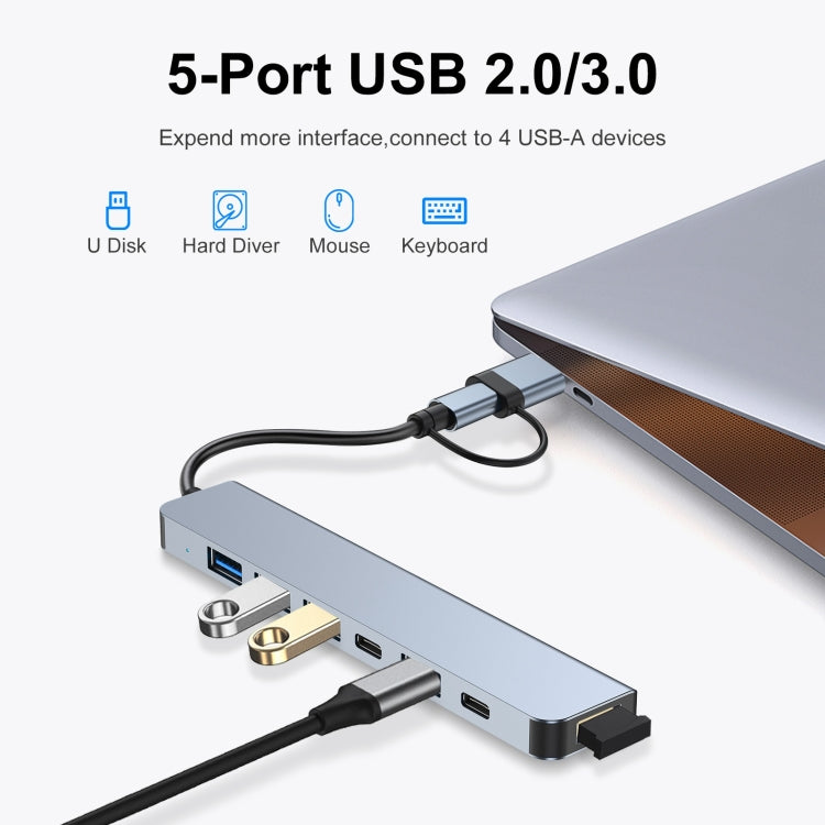 7 in 1 USB 3.0 and Type-C / USB-C to USB 3.0 USB 2.0 HUB Adapter Eurekaonline