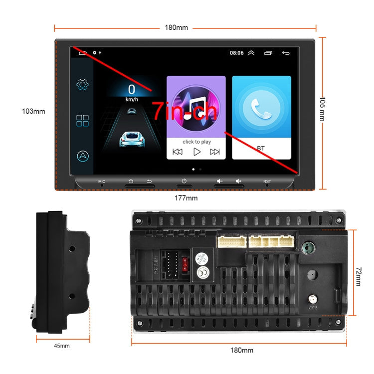 7 inch Carplay GPS Navigation Reverse Integrated Machine, Style: Standard+12 Light Camera(2+32G) Eurekaonline