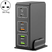 818H 120W Type-C + USB 6-Ports Desktop Fast Charger, Plug Type:UK Plug(Black) Eurekaonline