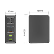 818H 120W Type-C + USB 6-Ports Desktop Fast Charger, Plug Type:UK Plug(White) Eurekaonline