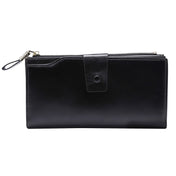 8236 Antimagnetic RFID Multi-function Oil Wax Leather Lady Wallet Large-capacity Purse (Black) Eurekaonline