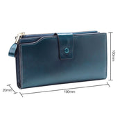 8236 Antimagnetic RFID Multi-function Oil Wax Leather Lady Wallet Large-capacity Purse (Blue) Eurekaonline