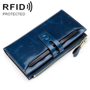 8239 Antimagnetic RFID Multi-function Leather Lady Wallet Large-capacity Purse with Detachable Card Holder(Blue) Eurekaonline