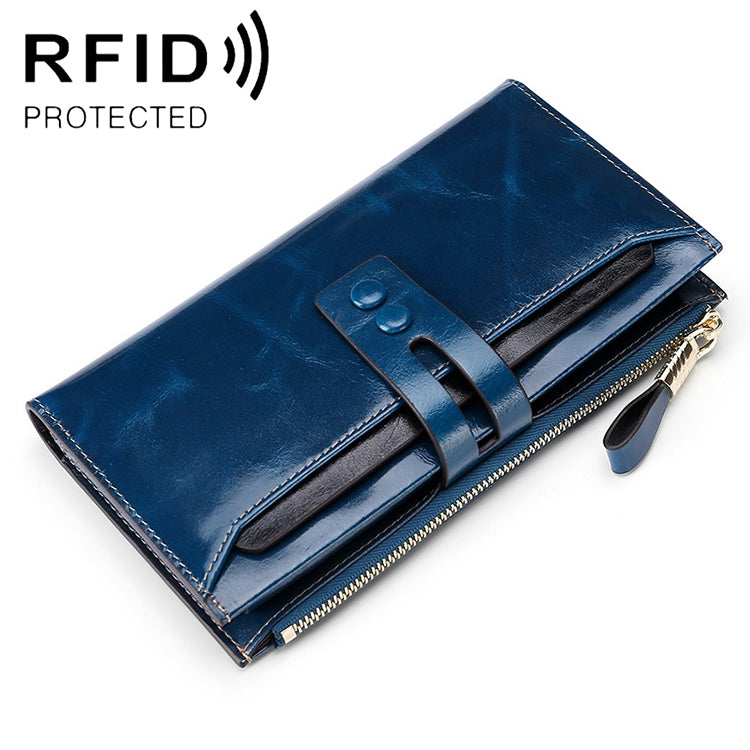 8239 Antimagnetic RFID Multi-function Leather Lady Wallet Large-capacity Purse with Detachable Card Holder(Blue) Eurekaonline