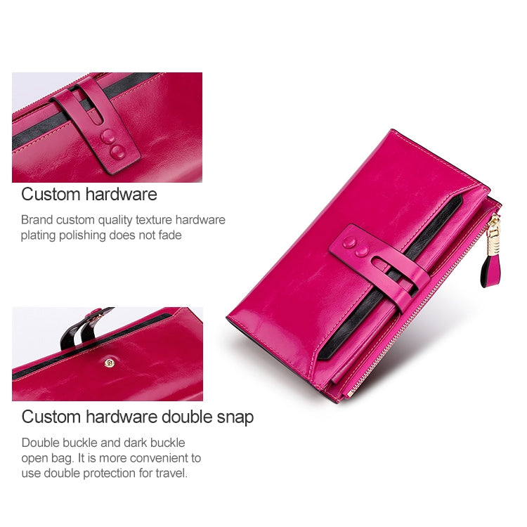 8239 Antimagnetic RFID Multi-function Leather Lady Wallet Large-capacity Purse with Detachable Card Holder (Rose Purple) Eurekaonline