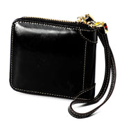 8251 Antimagnetic RFID Multi-function Oil Wax Leather Lady Zipper Wallet Purse with Lanyard(Black) Eurekaonline