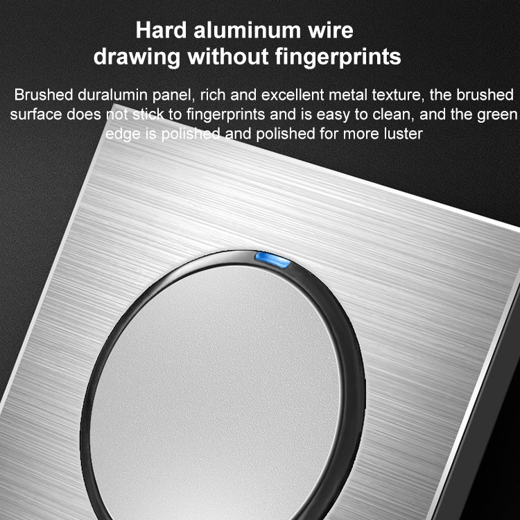 86mm Gray Aluminum Wire Drawing LED Switch Panel, Style:Five-hole USB Socket Eurekaonline