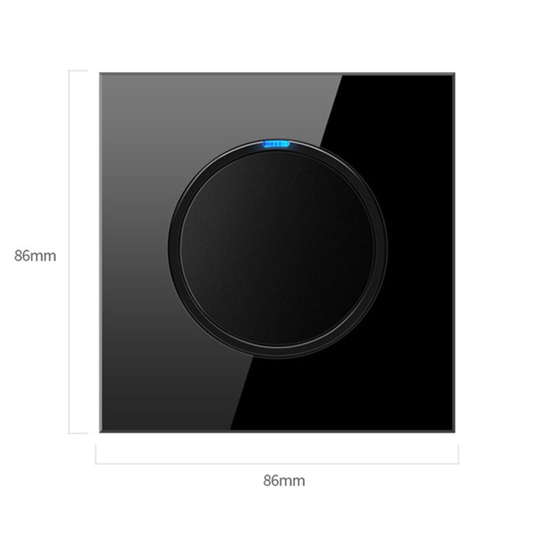 86mm Round LED Tempered Glass Switch Panel, Black Round Glass, Style:Computer Socket Eurekaonline