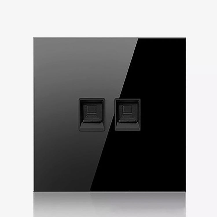 86mm Round LED Tempered Glass Switch Panel, Black Round Glass, Style:Dual Computer Socket Eurekaonline