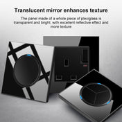 86mm Round LED Tempered Glass Switch Panel, Black Round Glass, Style:Four Open Dual Control Eurekaonline