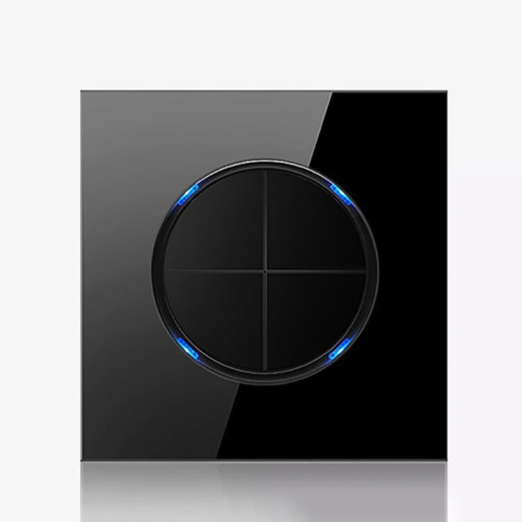 86mm Round LED Tempered Glass Switch Panel, Black Round Glass, Style:Four Open Dual Control Eurekaonline