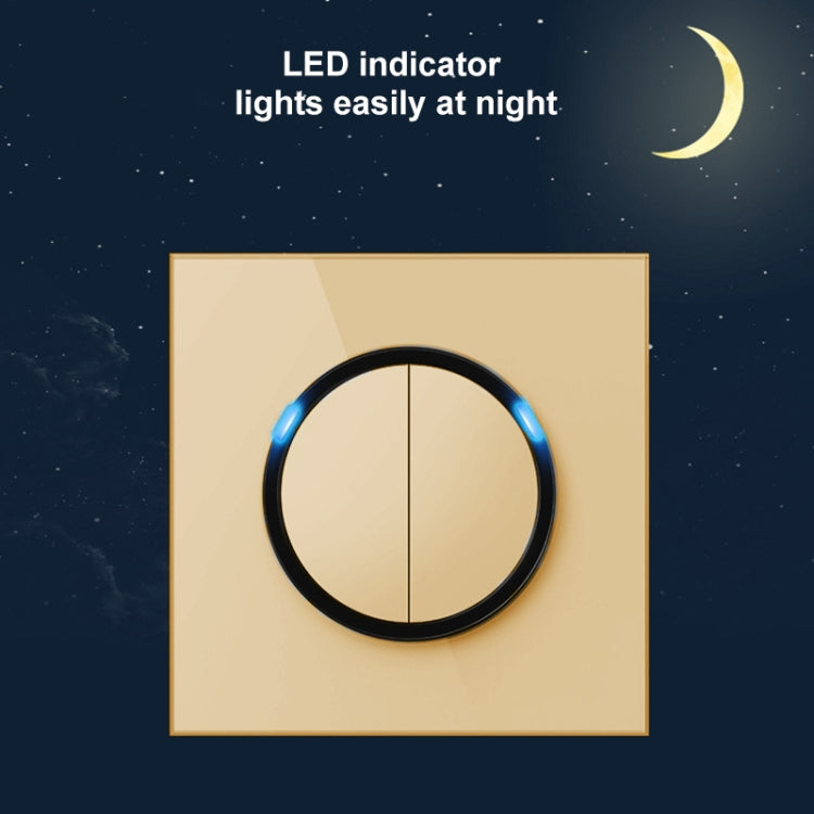 86mm Round LED Tempered Glass Switch Panel, Gold Round Glass, Style:Four Open Dual Control Eurekaonline