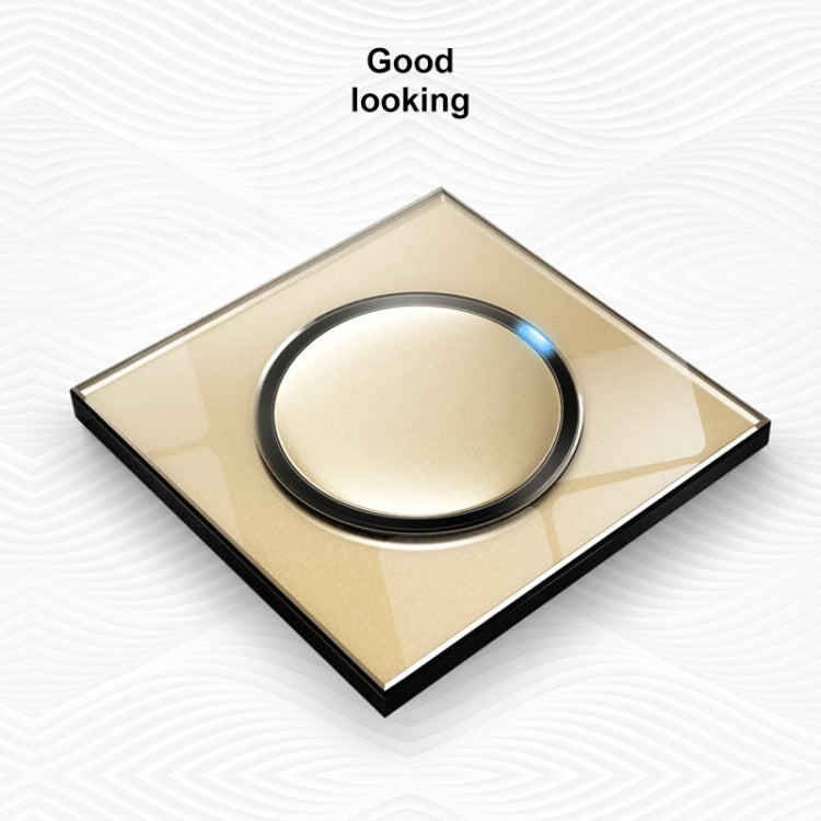 86mm Round LED Tempered Glass Switch Panel, Gold Round Glass, Style:One Open Multiple Control Eurekaonline