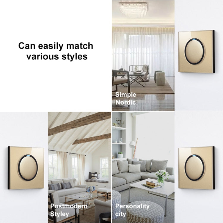 86mm Round LED Tempered Glass Switch Panel, Gold Round Glass, Style:One Open Multiple Control Eurekaonline