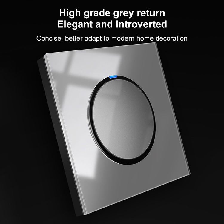 86mm Round LED Tempered Glass Switch Panel, Gray Round Glass, Style:TV Socket Eurekaonline