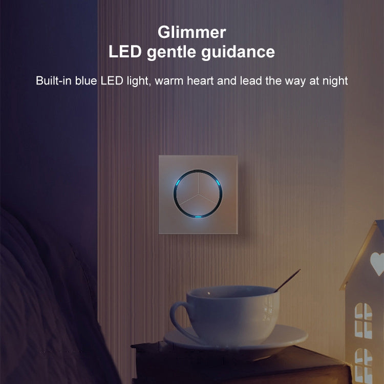 86mm Round LED Tempered Glass Switch Panel, Gray Round Glass, Style:Telephone Socket Eurekaonline