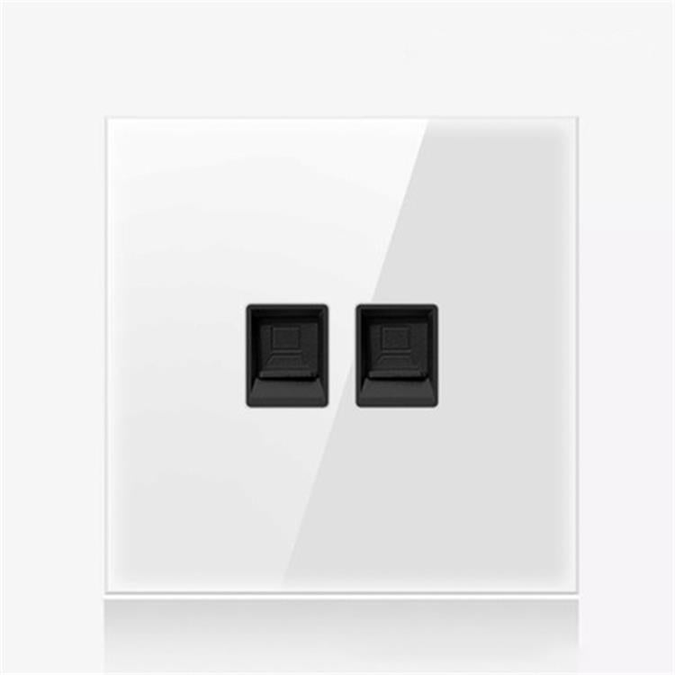 86mm Round LED Tempered Glass Switch Panel, White Round Glass, Style:Dual Computer Socket Eurekaonline