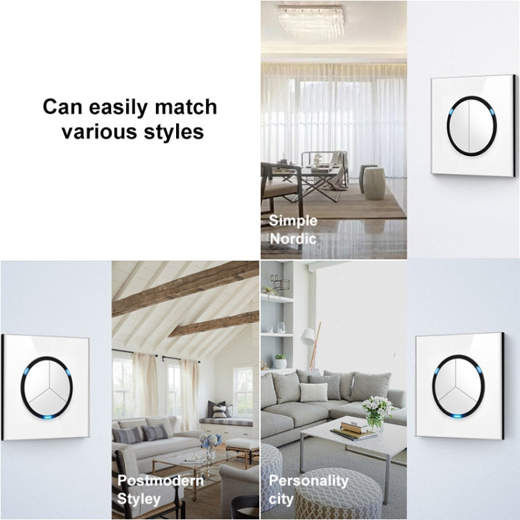 86mm Round LED Tempered Glass Switch Panel, White Round Glass, Style:Four Billing Control Eurekaonline