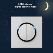 86mm Round LED Tempered Glass Switch Panel, White Round Glass, Style:Four Open Dual Control Eurekaonline