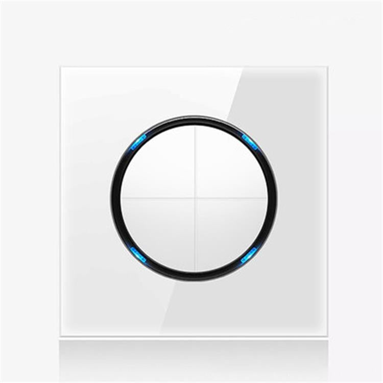 86mm Round LED Tempered Glass Switch Panel, White Round Glass, Style:Four Open Dual Control Eurekaonline