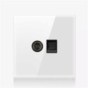 86mm Round LED Tempered Glass Switch Panel, White Round Glass, Style:TV-Computer Socket Eurekaonline