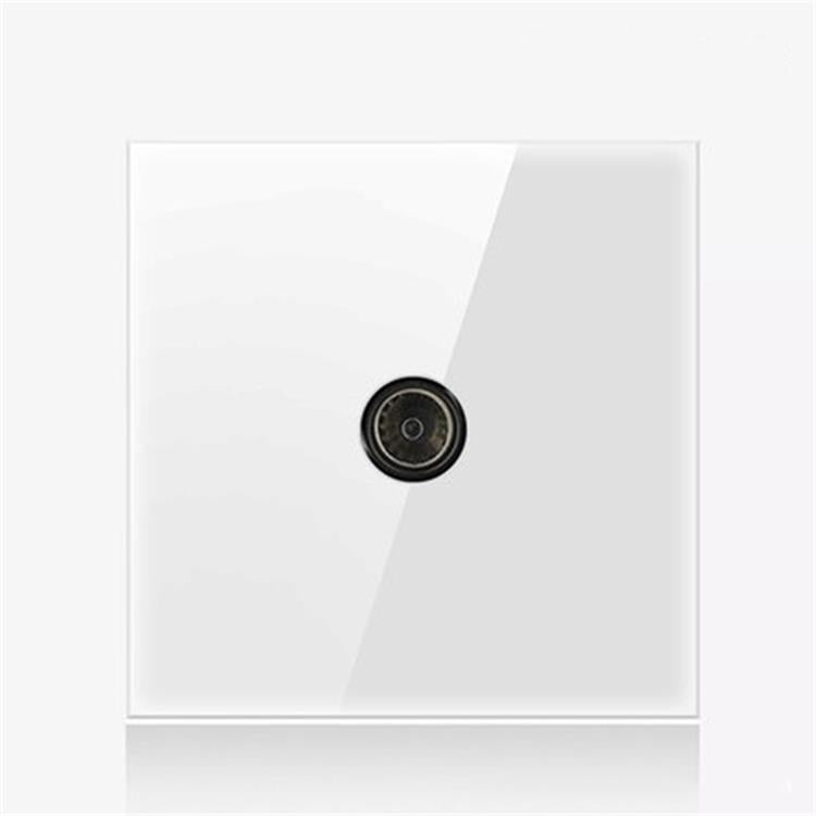 86mm Round LED Tempered Glass Switch Panel, White Round Glass, Style:TV Socket Eurekaonline