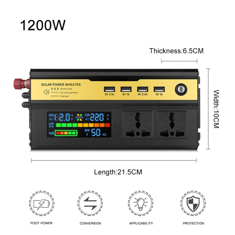 8896 1200W Car Smart Multi-functional Digital Display Inverter, Specification:12V Eurekaonline