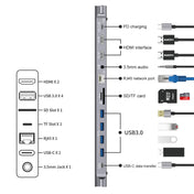 9199 12 in 1 USB-C / Type-C to USB-C / Type-C + TF / SD Card Slot + RJ45 + 3.5mm Audio + PD USB-C / Type-C Charging + 2 HDMI + 4 USB 3.0 Ports Multifunctional HUB Converter Docking Station Eurekaonline