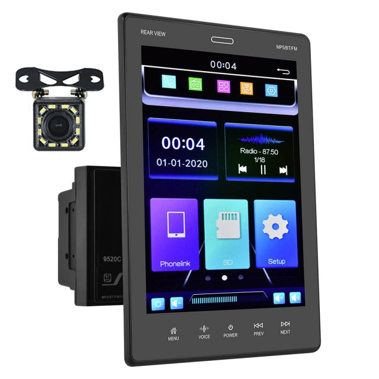 9520C Double Spindle 9.5 inch Vertical Screen Car MP5 Player, Style: Standard+12 Light Camera Eurekaonline