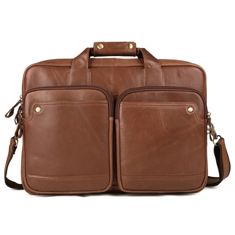 9914 Large-Capacity Men Laptop Bag One-Shoulder Business Briefcase(Brown) Eurekaonline