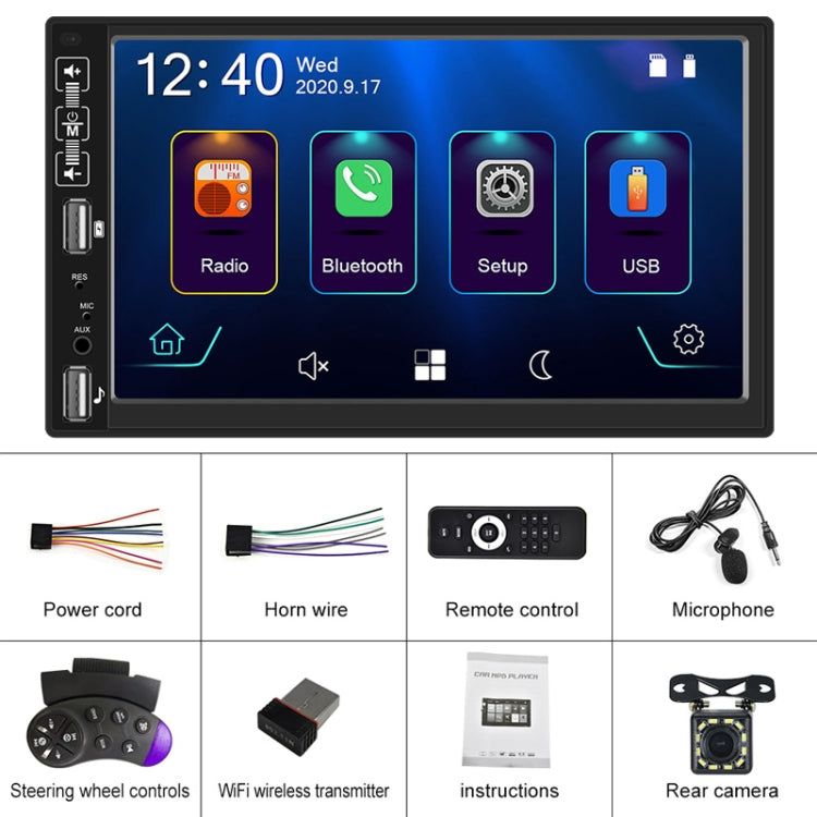 A2891 7 inch Car HD MP5 Carplay Bluetooth Music Player Reversing Image All-in-one Machine Support FM / U Disk with Remote Controler, Style:Standard + 4LEDs Light Camera Eurekaonline