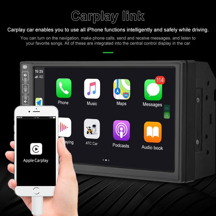 A2891 7 inch Car HD MP5 Carplay Bluetooth Music Player Reversing Image All-in-one Machine Support FM / U Disk with Remote Controler, Style:Standard + 4LEDs Light Camera Eurekaonline