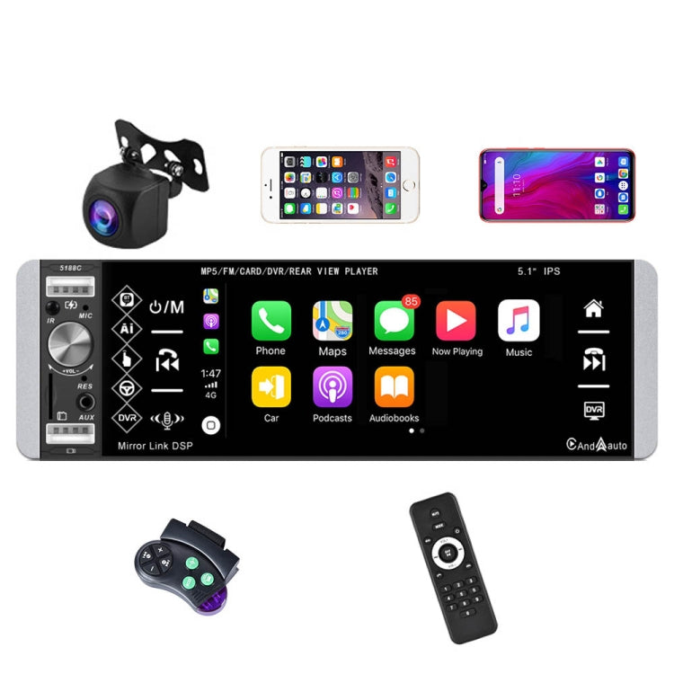 A2905 5.1 inch IPS Capacitive Screen Single Butt Carplay Player, Style: Standard+AHD Camera Eurekaonline