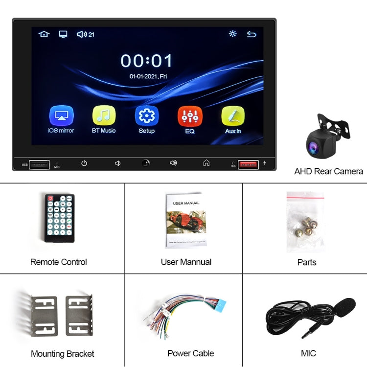 A2916 7 inch Dual-spindle Universal MP5 Car Carplay MP4 Player, Style: Standard+AHD Camera Eurekaonline