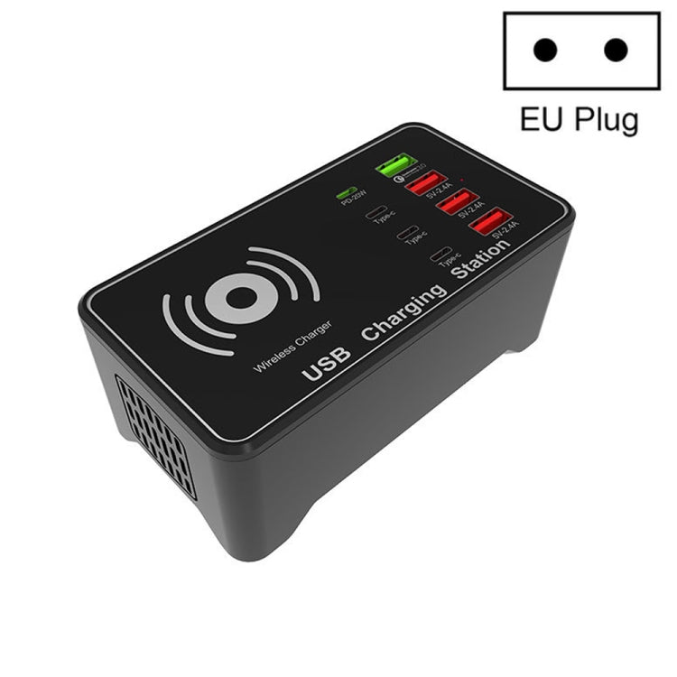 A7 High-power 100W 4 x PD 20W + QC3.0 USB Charger +15W Qi Wireless Charger Multi-port Smart Charger Station, Plug Size:EU Plug Eurekaonline