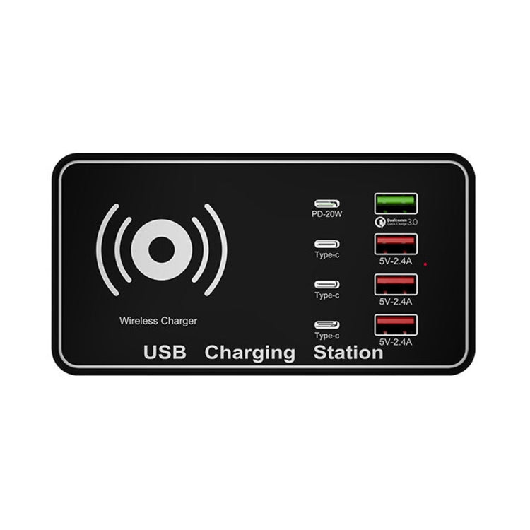 A7 High-power 100W 4 x PD 20W + QC3.0 USB Charger +15W Qi Wireless Charger Multi-port Smart Charger Station, Plug Size:EU Plug Eurekaonline