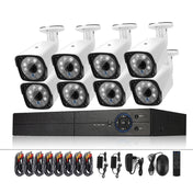 A8B3 / Kit 8CH 1080N Surveillance DVR System and 720P 1.0MP HD Weatherproof Bullet Camera, Support Infrared Night Vision & P2P & Phone Remote Monitor(White) Eurekaonline