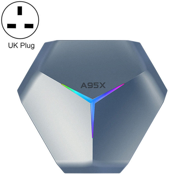 A95X F4 8K UHD Smart TV BOX Android 10.0 Media Player with Remote Control, Amlogic S905X4 Quad Core Cortex-A55 up to 2.0GHz, RAM: 4GB, ROM: 128GB, 2.4GHz/5GHz WiFi, Bluetooth, UK Plug(Metallic Blue) Eurekaonline