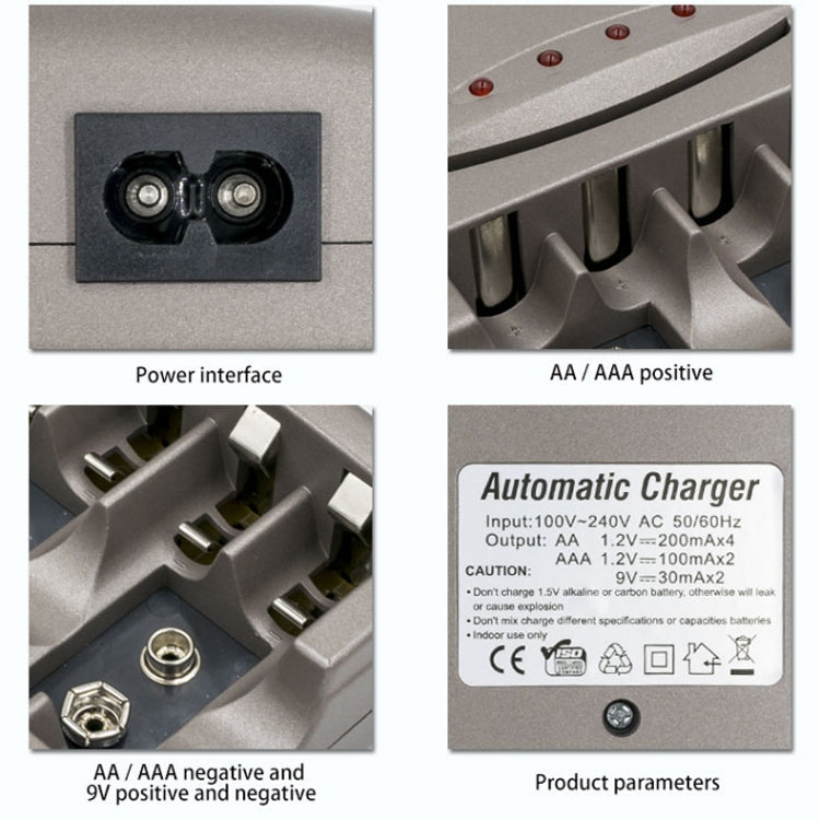 AC 100-240V 4 Slot Battery Charger for AA & AAA & 9V Ni-MH Battery, UK Plug Eurekaonline
