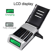 AC 100-240V 4 Slot Battery Charger for AA & AAA Battery, with LCD Display, EU Plug Eurekaonline